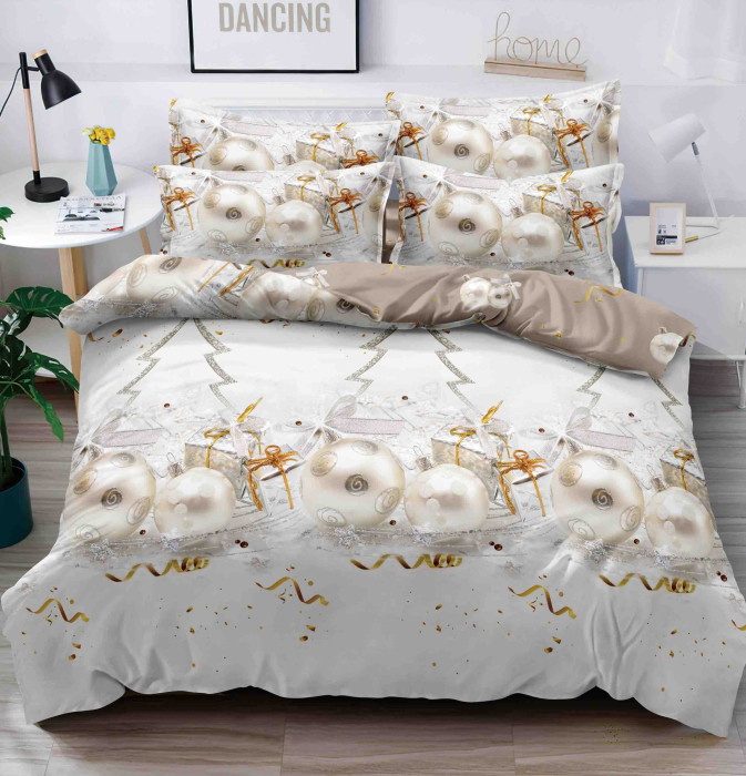Lenjerie De Pat Din Finet 1 Persoana - Globuri Albe [1]