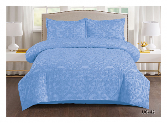 Lenjerie De Pat Din Finet Imprimeu Gofrat - Bleu Royal [1]