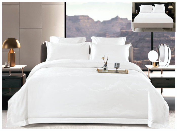 Lenjerie De Pat Din Satin Gros Cu Elastic UNI La Cutie - Alb [1]