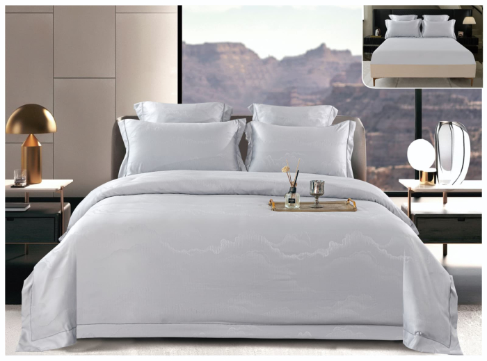 Lenjerie De Pat Din Satin Gros Cu Elastic UNI La Cutie - Gri [1]