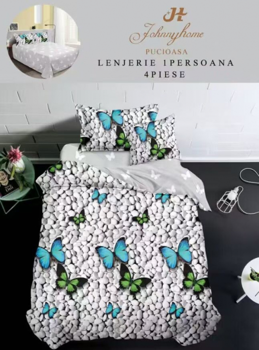 Lenjerie De Pat Finet 1 Persoana - Pietre Si Fluturi [1]