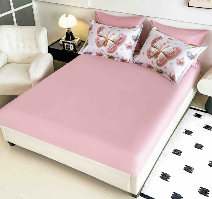 Lenjerie De Pat Finet 4 Piese Cu Elastic 5D 1 Persoana - Fluturi Colorati [2]