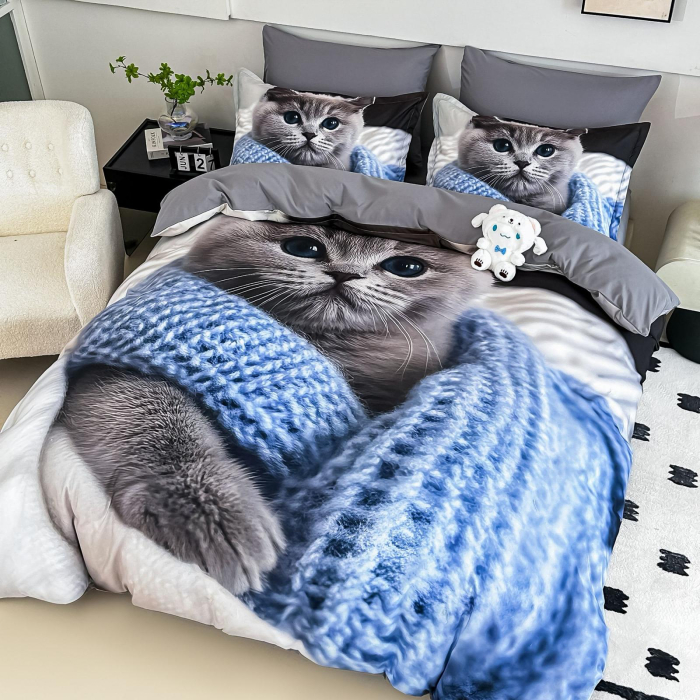 Lenjerie De Pat Finet 4 Piese Cu Elastic 5D 1 Persoana - Pisicuta Friguroasa [3]