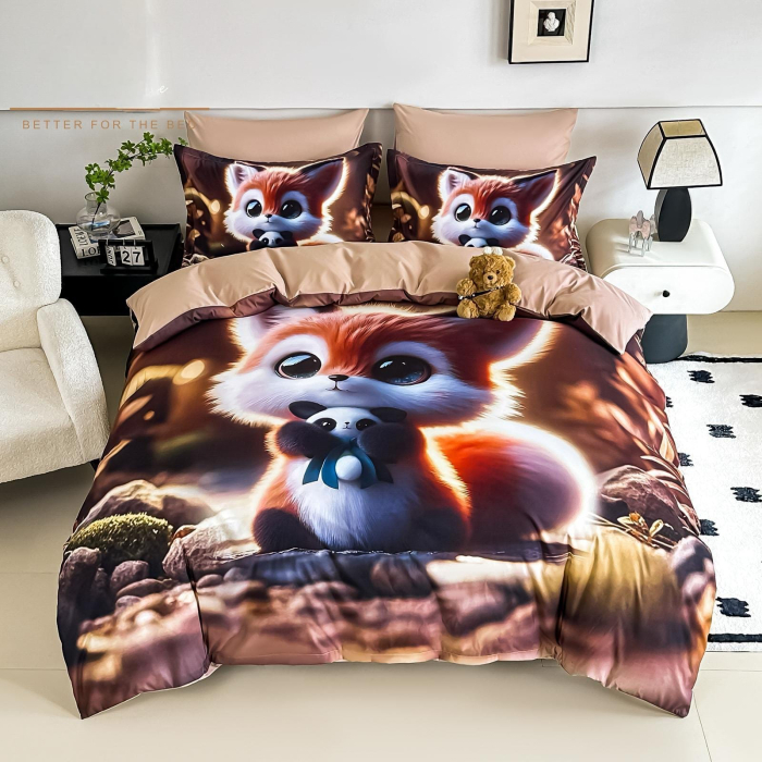 Lenjerie De Pat Finet 4 Piese Cu Elastic 5D 1 Persoana - Vulpita Dragalasa [1]