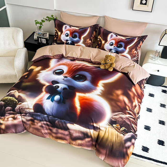 Lenjerie De Pat Finet 4 Piese Cu Elastic 5D 1 Persoana - Vulpita Dragalasa [4]