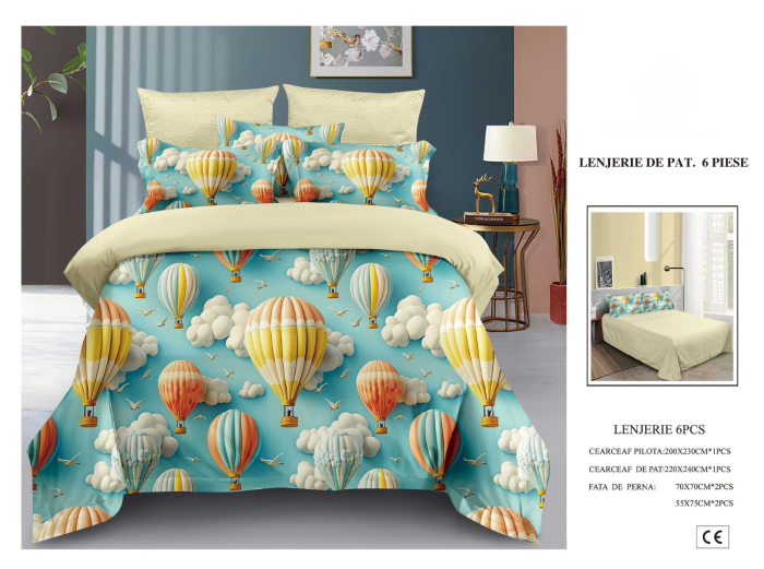 Lenjerie De Pat Finet 6 Piese 5D - Baloane Pe Cerul Senin [1]
