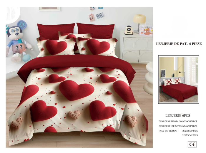 Lenjerie De Pat Finet 6 Piese 5D - Inimi Uriase [1]