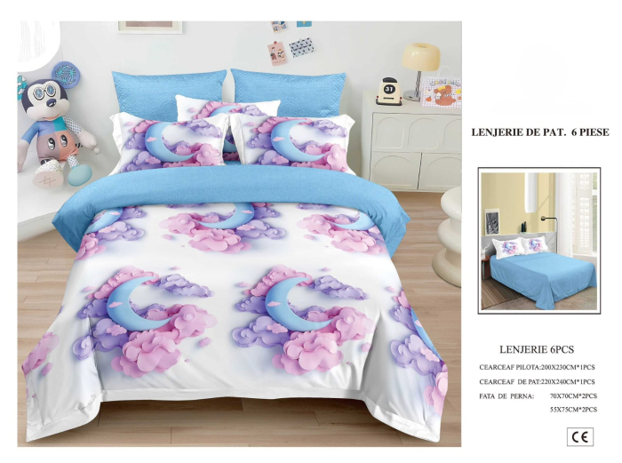 Lenjerie De Pat Finet 6 Piese 5D - Luna Bleu [1]