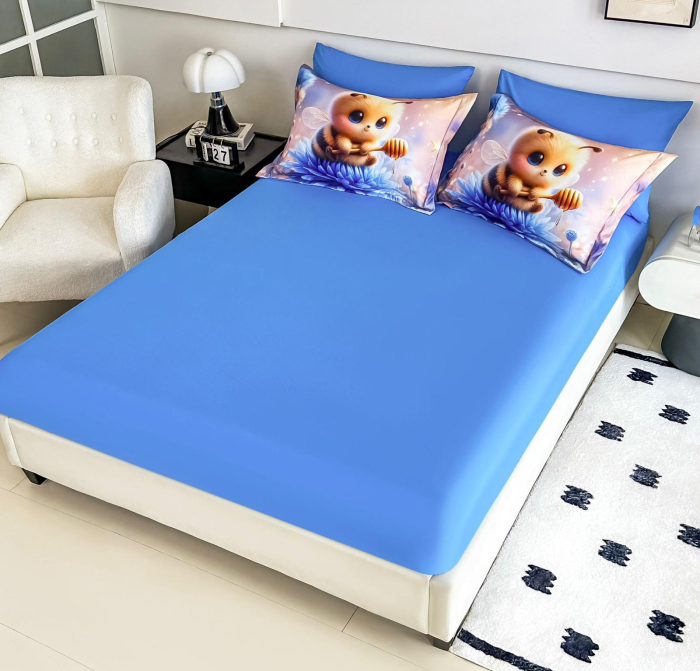 Lenjerie De Pat Finet 6 Piese Cu Elastic 5D - Albinuta Pe Floare [2]