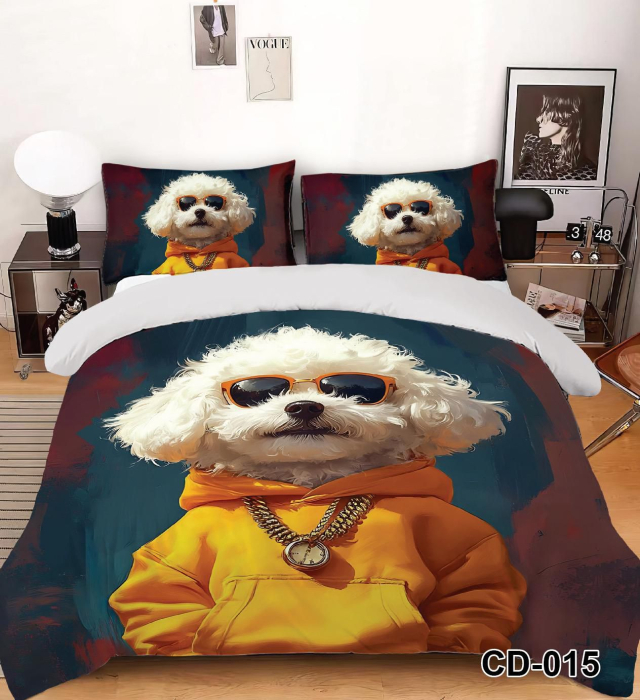 Lenjerie De Pat Finet 6 Piese Cu Elastic 5D - Catel Cu Ochelari De Soare [1]