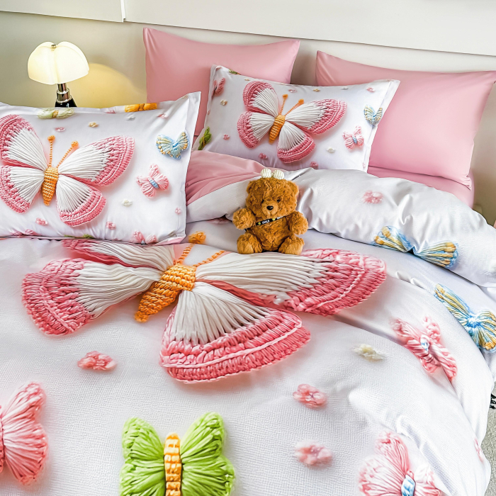 Lenjerie De Pat Finet 6 Piese Cu Elastic 5D - Fluturi Colorati [3]