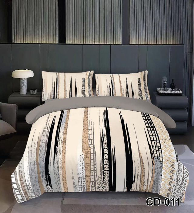 Lenjerie De Pat Finet 6 Piese Cu Elastic 5D - Model Abstract Cu Dungi [1]