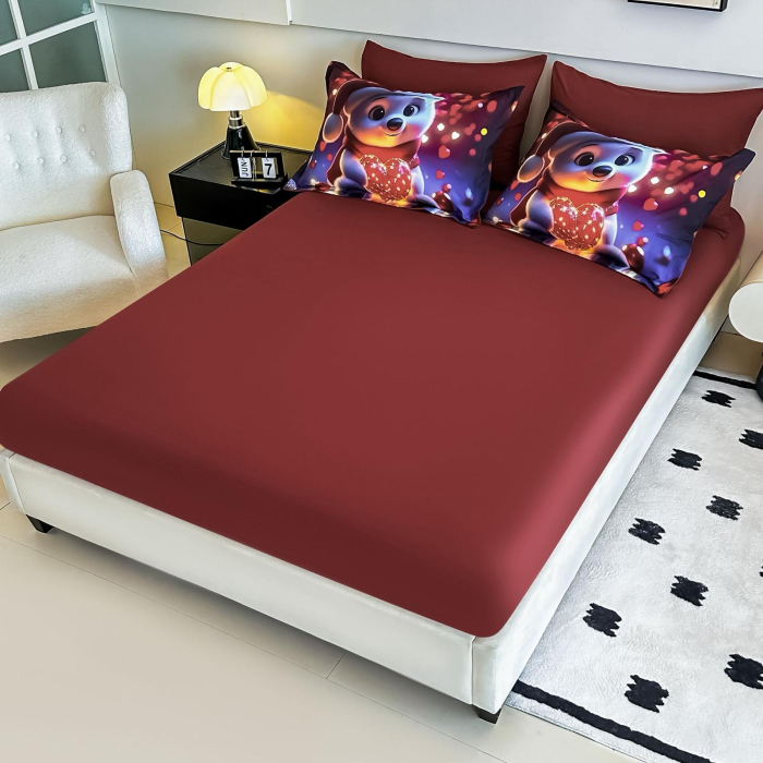 Lenjerie De Pat Finet 6 Piese Cu Elastic 5D Model Craciun - Ursuletul Polar Iubaret [2]