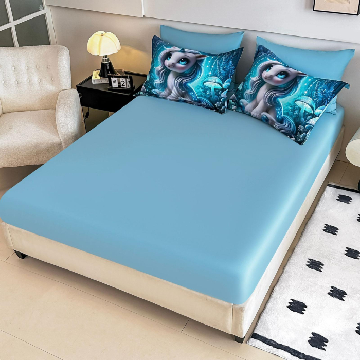 Lenjerie De Pat Finet 6 Piese Cu Elastic 5D - Unicornul Zambaret [2]