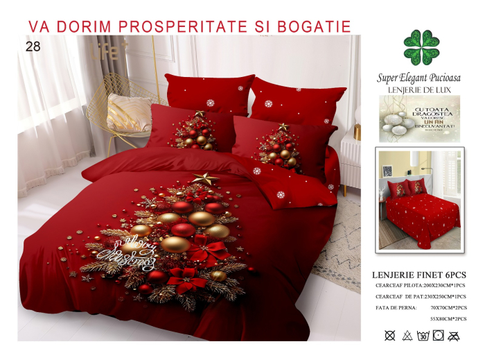 Lenjerie De Pat Finet Craciun - Brad Cu Globuri aurii [1]