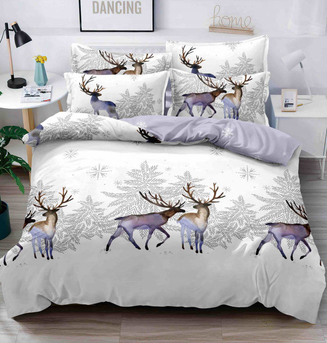 Lenjerie De Pat Finet Craciun - Purple Reindeer [1]