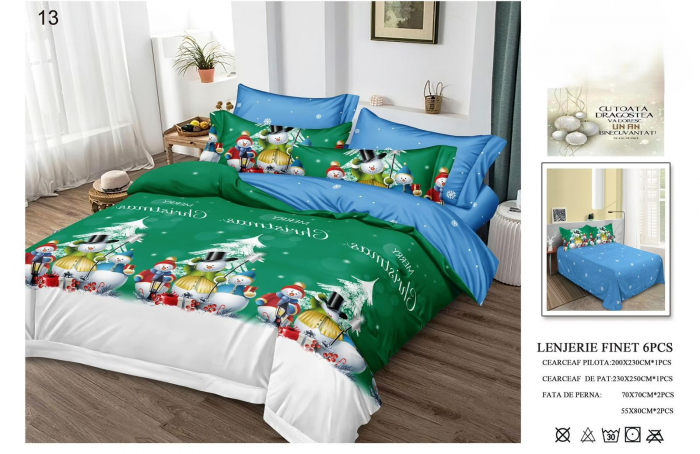 Lenjerie De Pat Finet Craciun - Merry Christmas Happy [1]