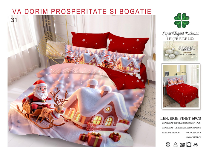 Lenjerie De Pat Finet Craciun - Mos In Sanie Pe Strada [1]