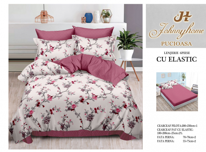 Lenjerie De Pat Finet Cu Elastic - Crengute/Floricele [1]