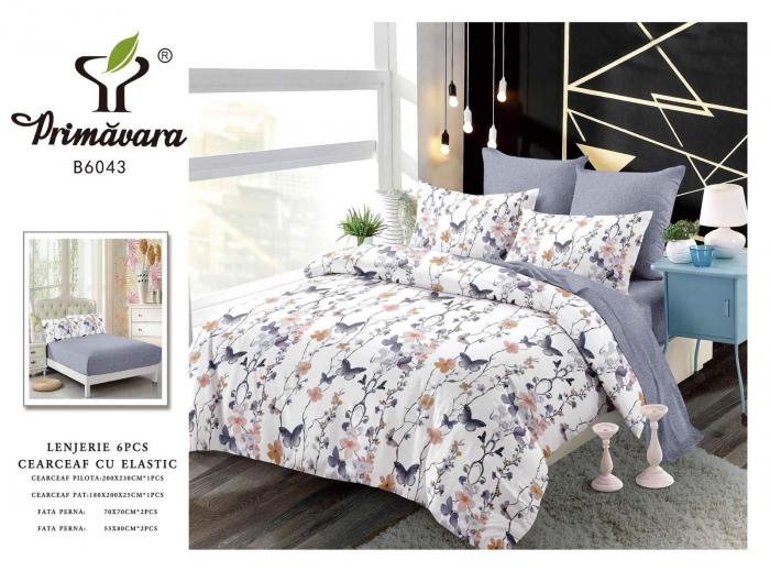 Lenjerie De Pat Finet Cu Elastic - Fluturasi Si Floricele Pictate [1]