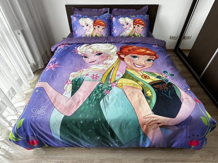 Lenjerie De Pat Finet Premium - Beautiful Frozen - Ana Si Elsa [2]