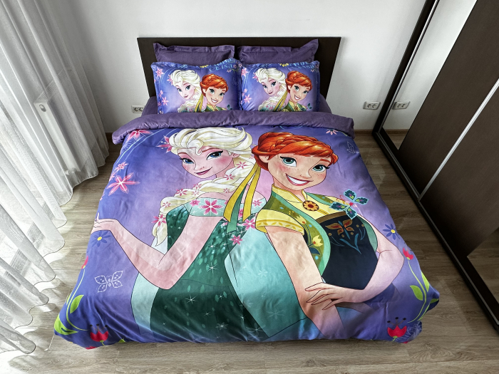 Lenjerie De Pat Finet Premium - Beautiful Frozen - Ana Si Elsa [7]