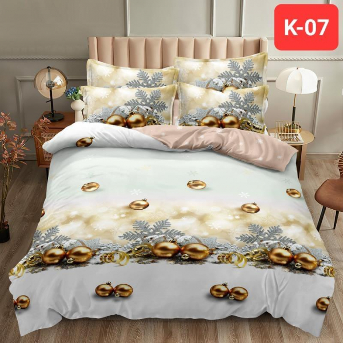 Lenjerie De Pat Finet Premium Craciun 6 Piese - Globuri Aurii [1]