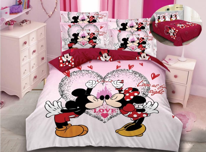 Lenjerie De Pat Finet Premium - Minnie&Mickey Love At First Sight [1]