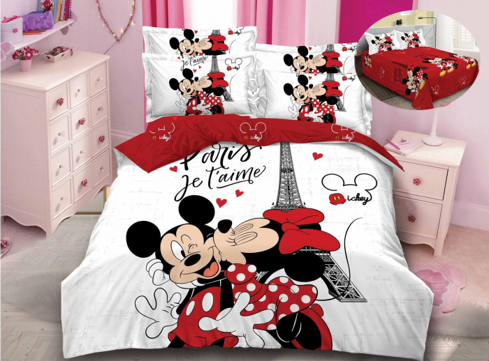Lenjerie De Pat Finet Premium - Minnie&Mickey  Love In Paris [1]