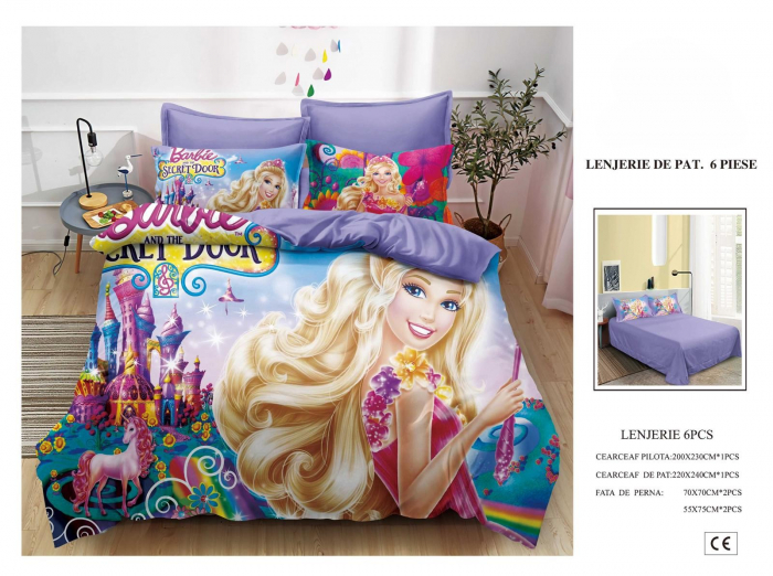 Lenjerie De Pat Finet Premium Pentru Copii - Barbie Unicornul Si Castelul [1]