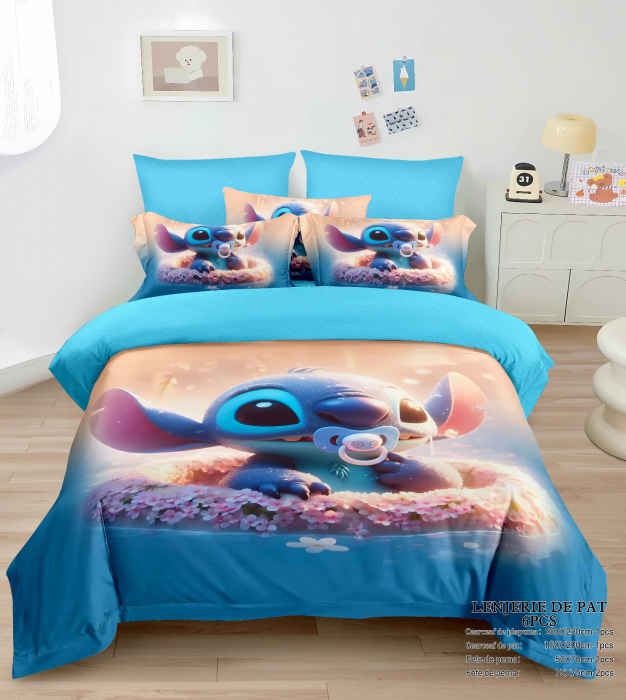 Lenjerie De Pat Finet Premium Cu Elastic - Stitch Bebelus [1]