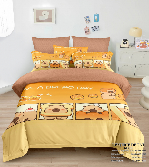 Lenjerie De Pat Finet Premium Cu Elastic - Capybara Bucatar [1]