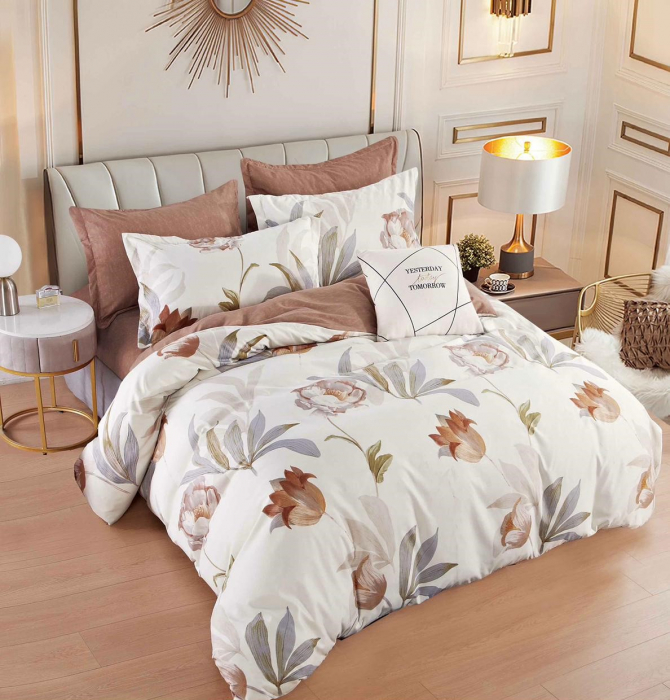 Lenjerie De Pat Finet Superior Cu Elastic - Maro Floral [1]