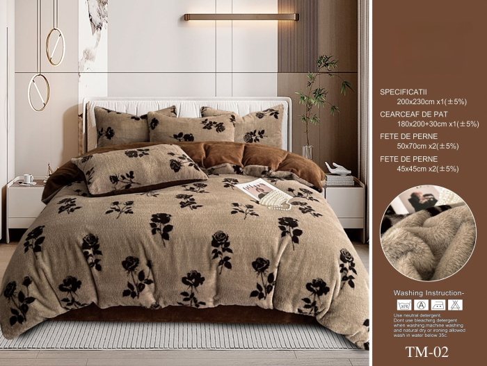 Lenjerie De Pat Fir Scurt Blana Artificiala Iepure Cu Elastic - Rabbit Trandafiri [1]