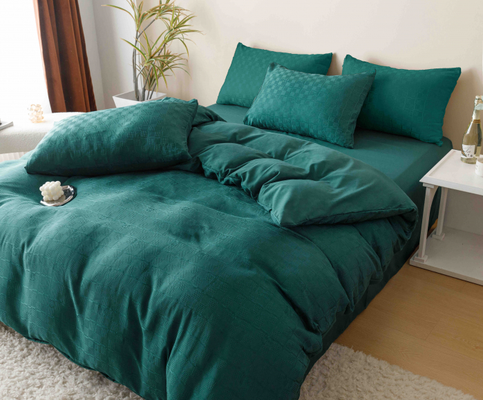 Lenjerie De Pat Jacquard Finetat UNI - Verde Smarald [3]