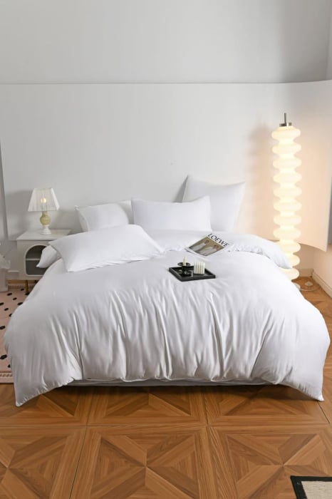 Lenjerie De Pat Premium Din Matase 6 Piese - Alb [17]