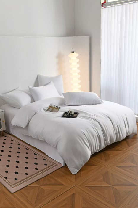 Lenjerie De Pat Premium Din Matase 6 Piese - Alb [10]