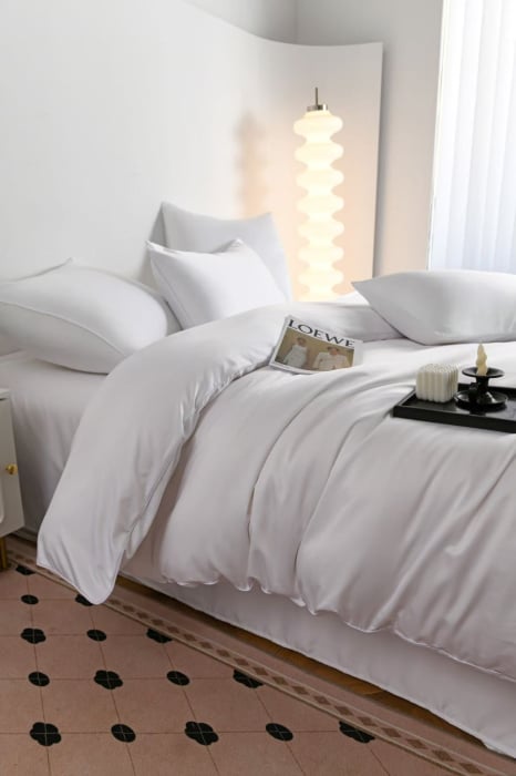 Lenjerie De Pat Premium Din Matase 6 Piese - Alb [16]