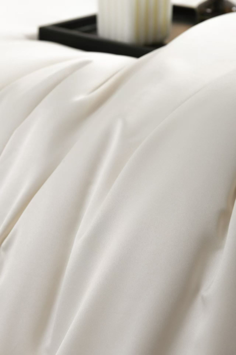 Lenjerie De Pat Premium Din Matase 6 Piese - Alb Unt [14]