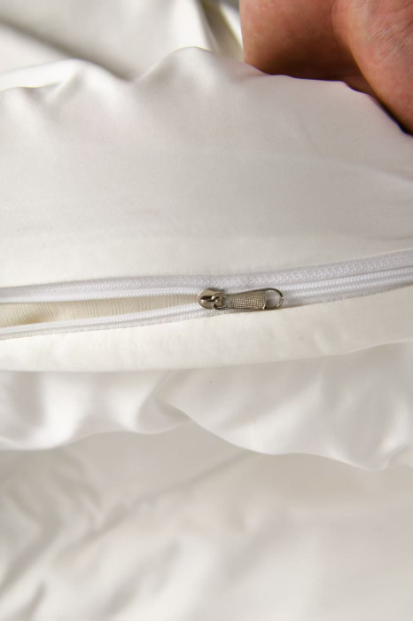 Lenjerie De Pat Premium Din Matase 6 Piese - Alb Unt [6]