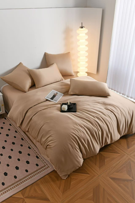 Lenjerie De Pat Premium Din Matase 6 Piese - Bej [16]