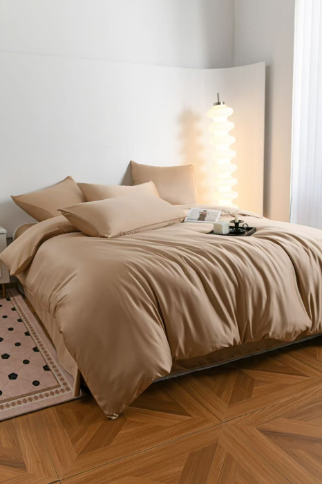 Lenjerie De Pat Premium Din Matase 6 Piese - Bej [18]