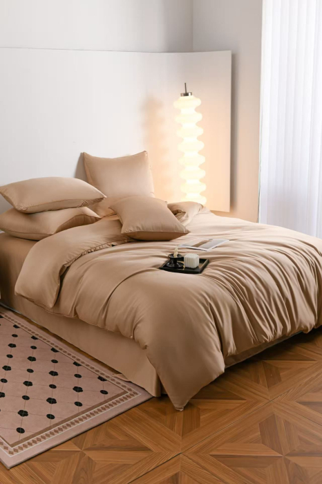 Lenjerie De Pat Premium Din Matase 6 Piese - Bej [14]