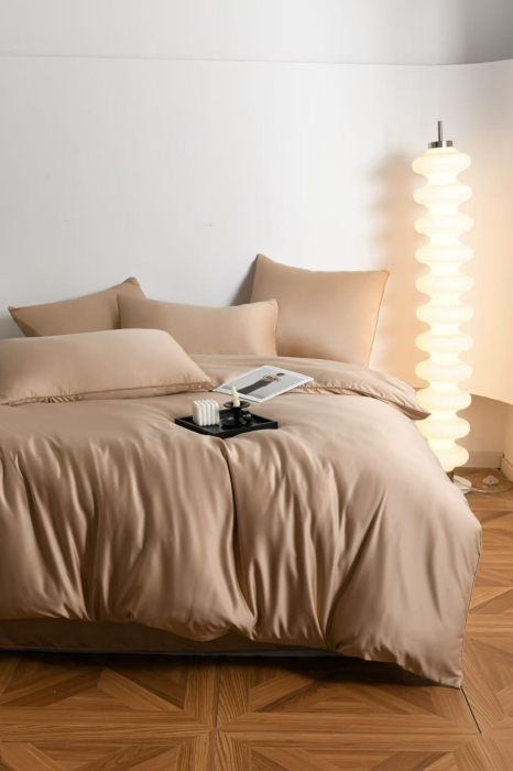 Lenjerie De Pat Premium Din Matase 6 Piese - Bej [7]