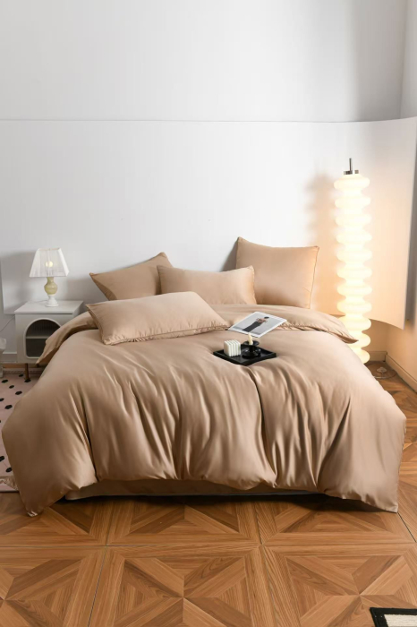 Lenjerie De Pat Premium Din Matase 6 Piese - Bej [15]