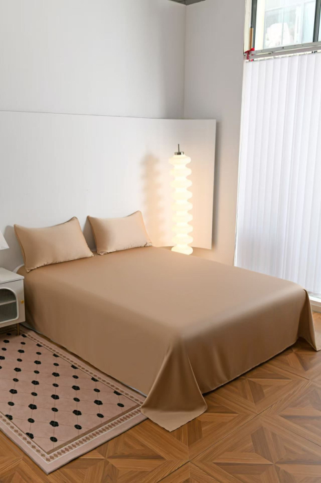 Lenjerie De Pat Premium Din Matase 6 Piese - Bej [11]