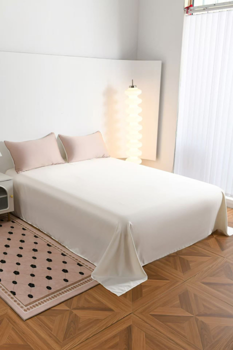 Lenjerie De Pat Premium Din Matase 6 Piese - Bej Si Crem [9]