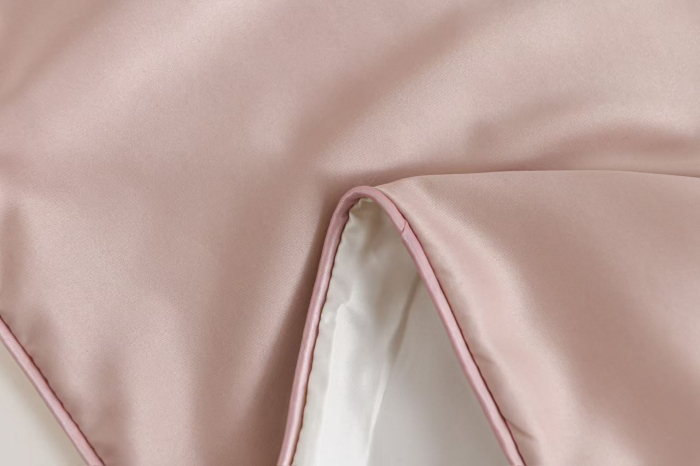 Lenjerie De Pat Premium Din Matase 6 Piese - Bej Si Crem [11]