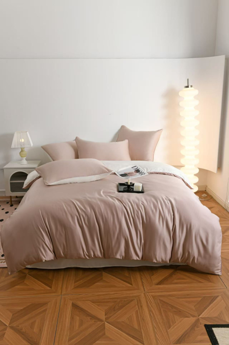 Lenjerie De Pat Premium Din Matase 6 Piese - Bej Si Crem [17]