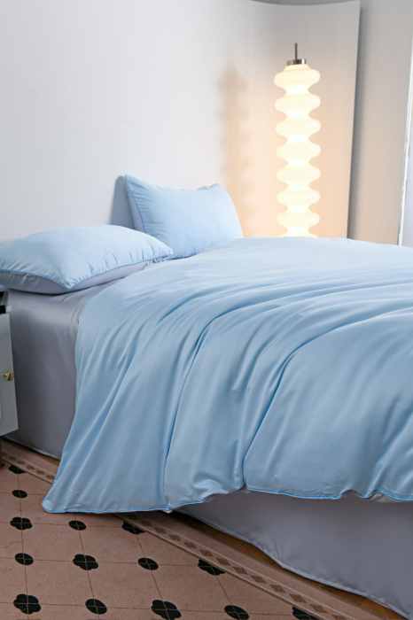 Lenjerie De Pat Premium Din Matase 6 Piese - Bleu [17]